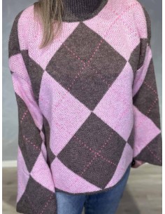 Rosa og brun ternet strik til kvinder – Tippy Collection 2