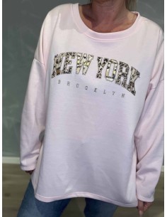 “Rosa NEW YORK sweatshirt med print til kvinder – Tippy Collection 2