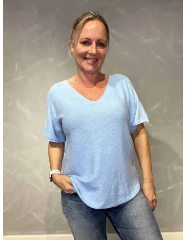 Lys blå let sommer strik til kvinder – TIPPY Italian Select