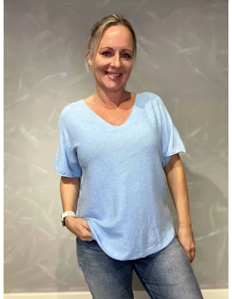 Lys blå let sommer strik til kvinder – TIPPY Italian Select