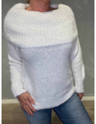 Nærbillede af strikstruktur på off shoulder strik – TIPPY