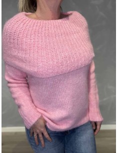 Rosa off shoulder strik med stor krave til kvinder – Tippy Collection 2