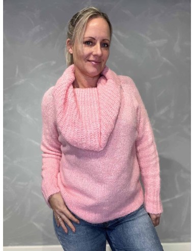 Rosa off shoulder strik med stor krave til kvinder – Tippy Collection