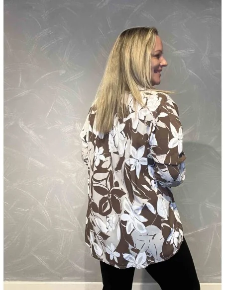 Bagside af brun blomster skjortebluse til kvinder – TIPPY