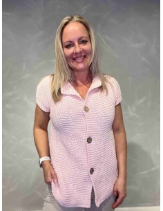 Strikvest med knapper | Rosa | TIPPY
