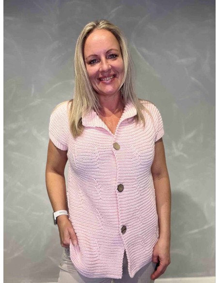 Strikvest med knapper | Rosa | TIPPY