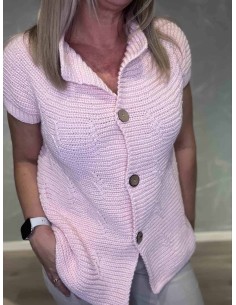 Strikvest med knapper | Rosa | TIPPY 2