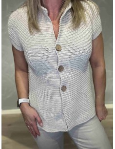 Strikvest med knapper | Beige | TIPPY 2