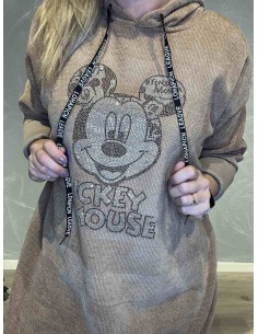 Brun sweatkjole med Mickey Mouse i similisten til kvinder – Tippy Collection 2