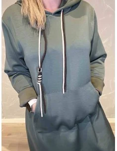 Grøn sweatkjole med hætte til kvinder – Tippy Collection 2