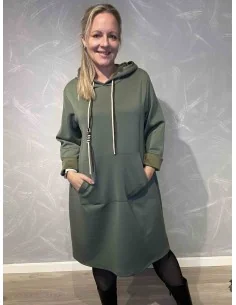 Grøn sweatkjole med hætte til kvinder – Tippy Collection