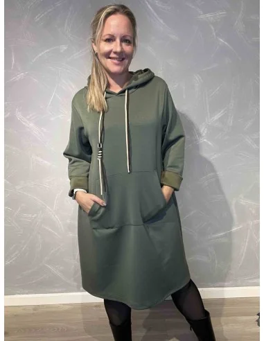 Grøn sweatkjole med hætte til kvinder – Tippy Collection