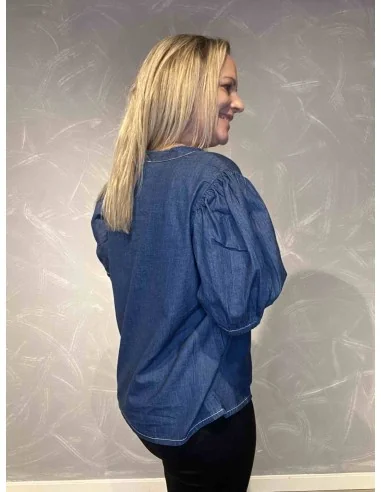 Korte pufærmer på denim skjorte i bomuld – TIPPY