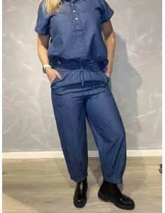 Denim 7/8 bukser med snøre til kvinder – TIPPY Design