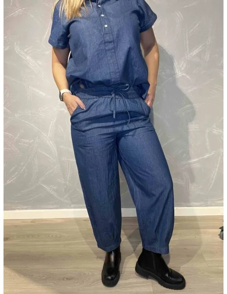 Denim 7/8 bukser med snøre til kvinder – TIPPY Design