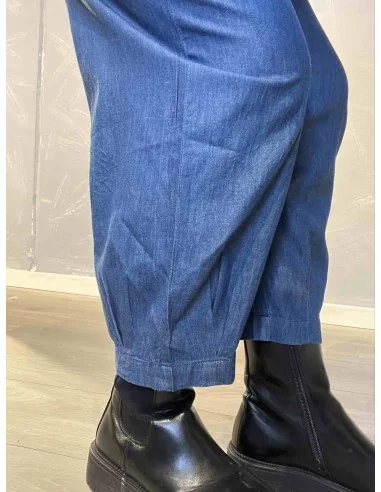 Denim 7/8 bukser med snøre til kvinder