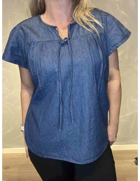 Snøre på denim t-shirt – TIPPY