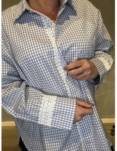 Blå ternet skjorte med broderi til kvinder – Tippy Italian Select 2