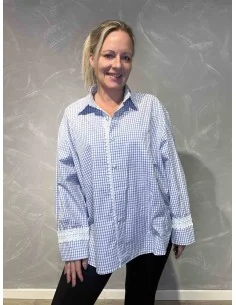 Blå ternet skjorte med broderi til kvinder – Tippy Italian Select