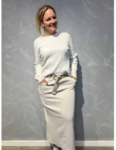 Sand jersey nederdel med bælte til kvinder – TIPPY Collection