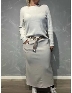 Sand jersey nederdel med bælte til kvinder – TIPPY Collection 2