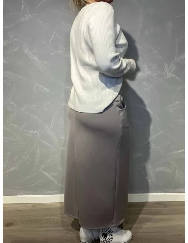 Bagside af beige jersey nederdel til kvinder – TIPPY