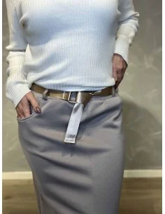 Beige jersey nederdel med bælte til kvinder – TIPPY Collection 2