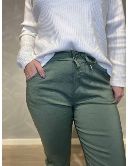 Bukser til kvinder - Med stræk i khaki grøn | TIPPY Collection