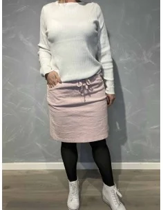 Rosa fløjl nederdel med snøre til kvinder – Tippy Collection