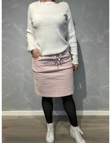 Rosa fløjl nederdel med snøre til kvinder – Tippy Collection