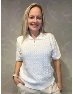 Milk polo i kabelstrik med knapper til kvinder – TIPPY Design