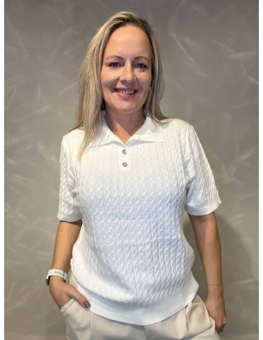 Milk polo i kabelstrik med knapper til kvinder – TIPPY Design