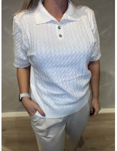 Milk polo i kabelstrik med knapper til kvinder – TIPPY Design 2