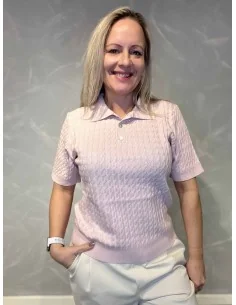 “Rosa polo i kabelstrik til kvinder – TIPPY Design