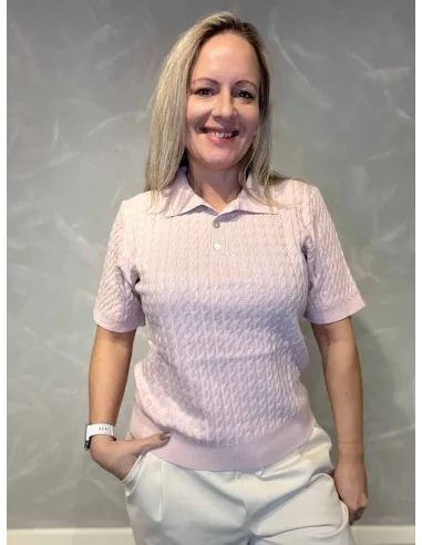 “Rosa polo i kabelstrik til kvinder – TIPPY Design