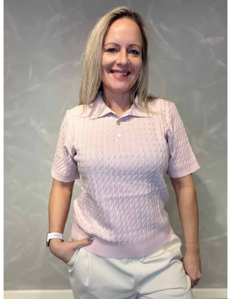 “Rosa polo i kabelstrik til kvinder – TIPPY Design