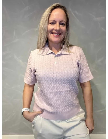 “Rosa polo i kabelstrik til kvinder – TIPPY Design