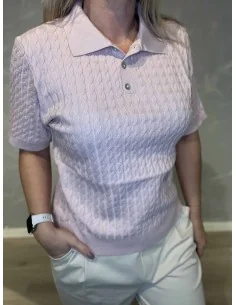 “Rosa polo i kabelstrik til kvinder – TIPPY Design 2