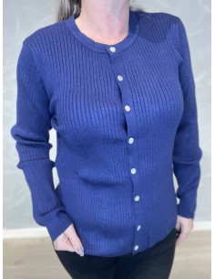 Navy strik cardigan ensfarvet til kvinder – TIPPY Design 2