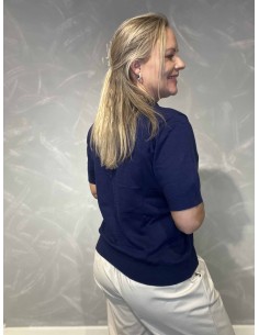 Navy cardigan i let strik med krave til kvinder – TIPPY Design 2