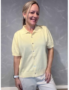 “Gul cardigan i let strik med krave til kvinder – TIPPY Design