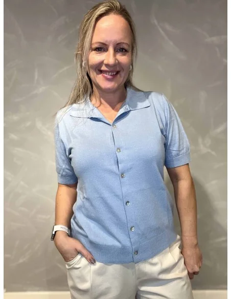 Sky cardigan i let strik med krave til kvinder – TIPPY Design
