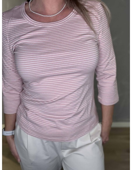 Stribet mønster på rosa/milk t-shirt – TIPPY