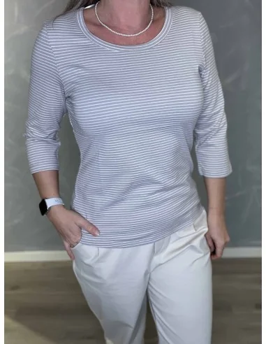 Stribet mønster på sand/milk t-shirt – TIPPY