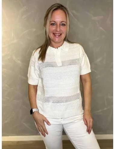 Milk strik polo med jacquard strik til kvinder – TIPPY Design
