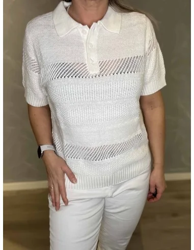Jacquard strik på milk strik polo – TIPPY