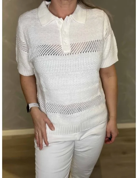 Jacquard strik på milk strik polo – TIPPY