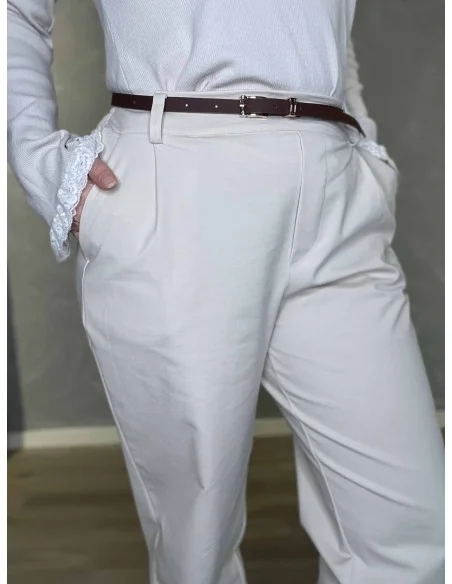 Bælte og lommer på sand business bukser – TIPPY