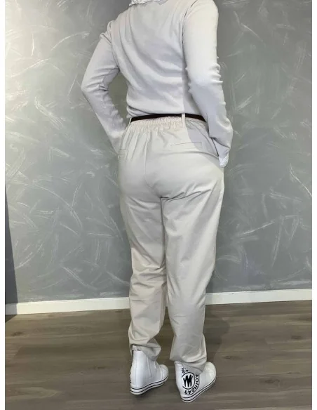 Bagside af sand business bukser med bælte til kvinder – TIPPY