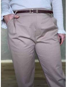 Beige business bukser med bælte til kvinder – TIPPY Collection 2